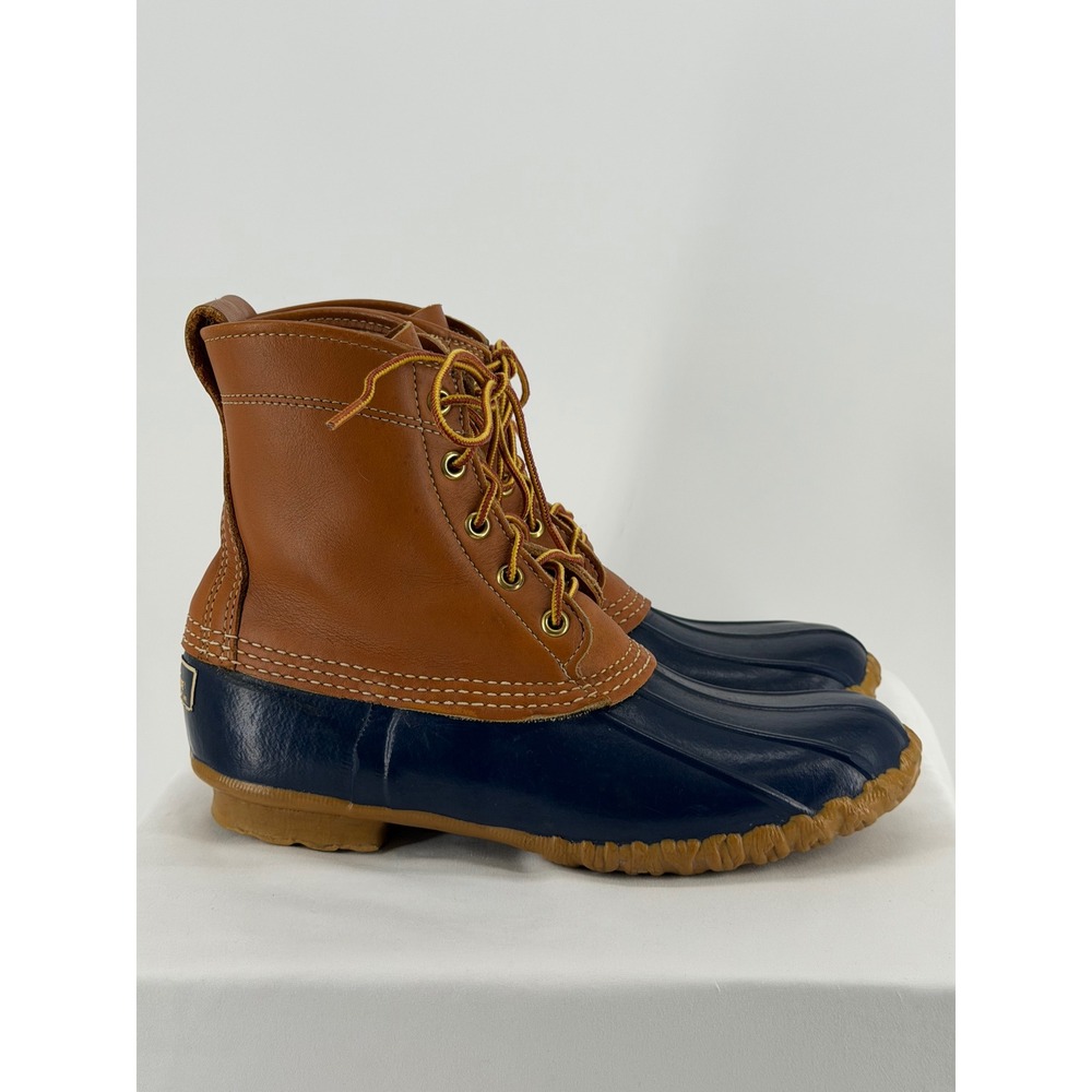 Vintage L.L.Bean Maine Hunting Shoes Bean Boots Women's 8 USA Tan Navy